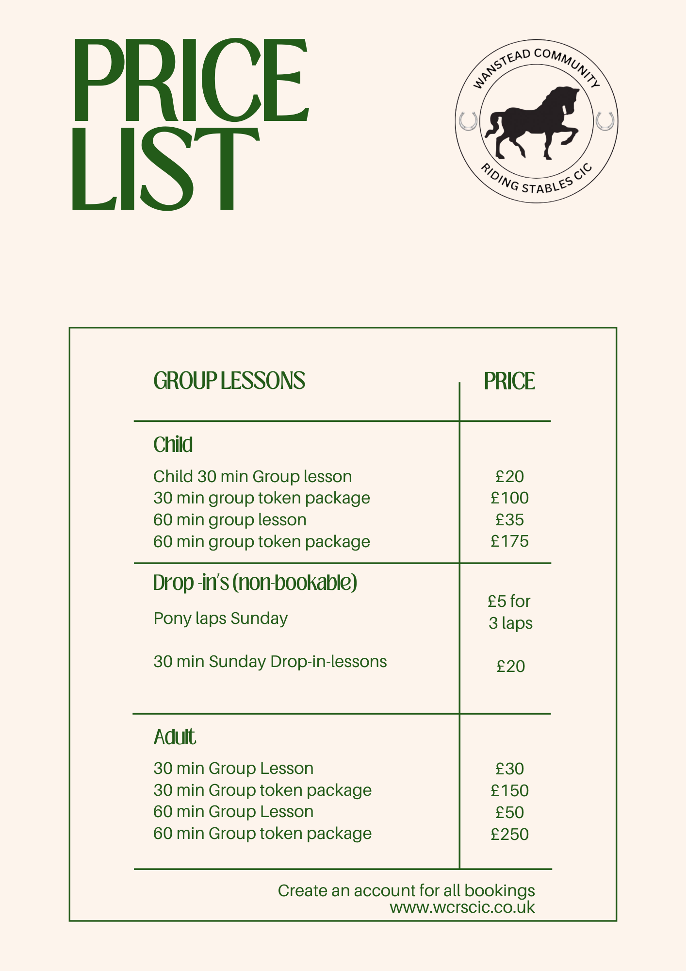 Group Lesson Prices